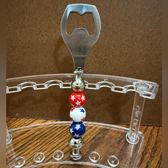 Handmade Other - Star-Spangled Beaded Bottle Opener Stainless Steel- wood beads